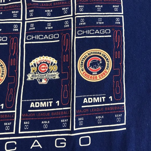 Majestic Chicago Cubs MLB Basebal Ticket Shirt Adult Large Blue Red Mens - Picture 10 of 12
